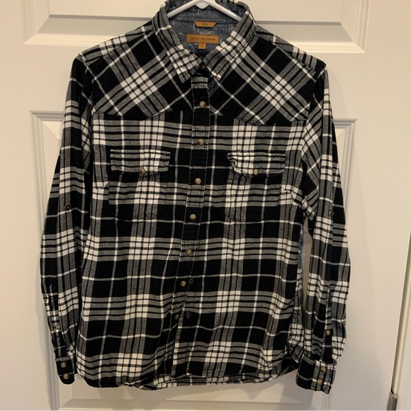 Custom made Nirvana graphic on Black and White Flannel Pearl Snap Shirt Sz S - Picture 5 of 7